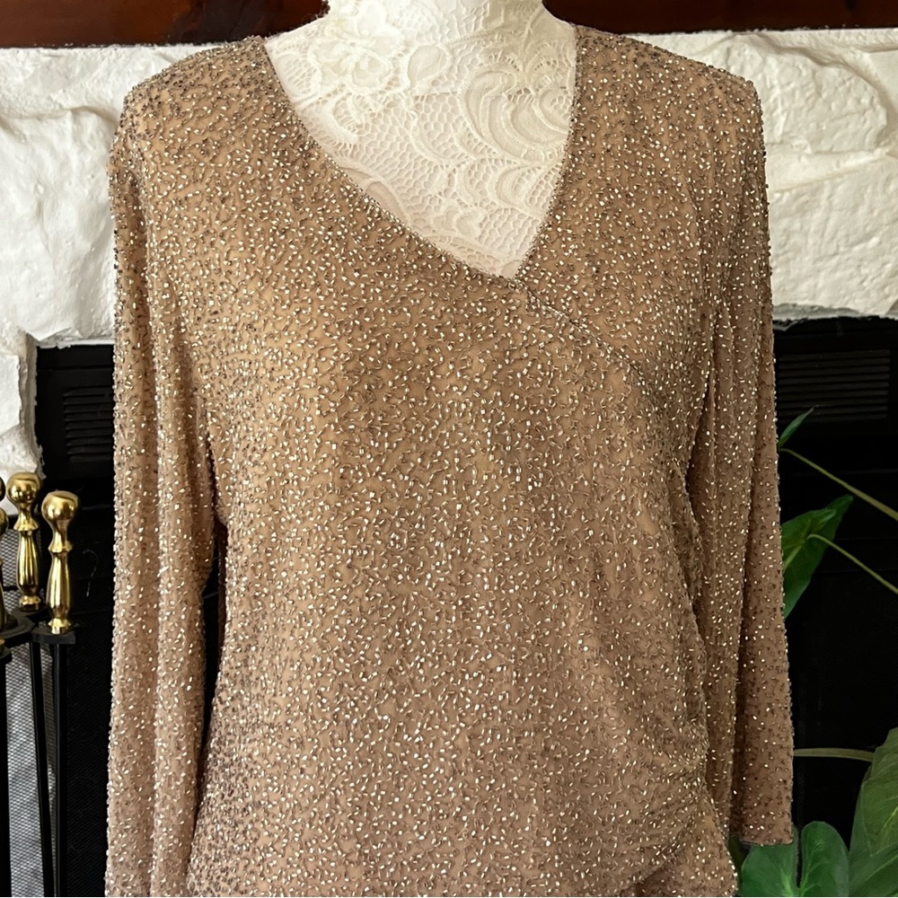 JKARA sequins evening wear top shell gold women’s size 16P